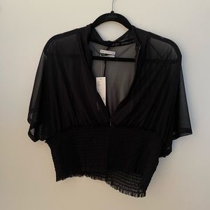 NWT Urban Outfitters black sheer top with zipper